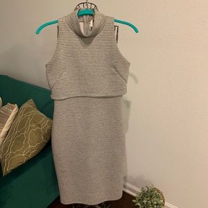Gray ribbed mock turtleneck dress Small